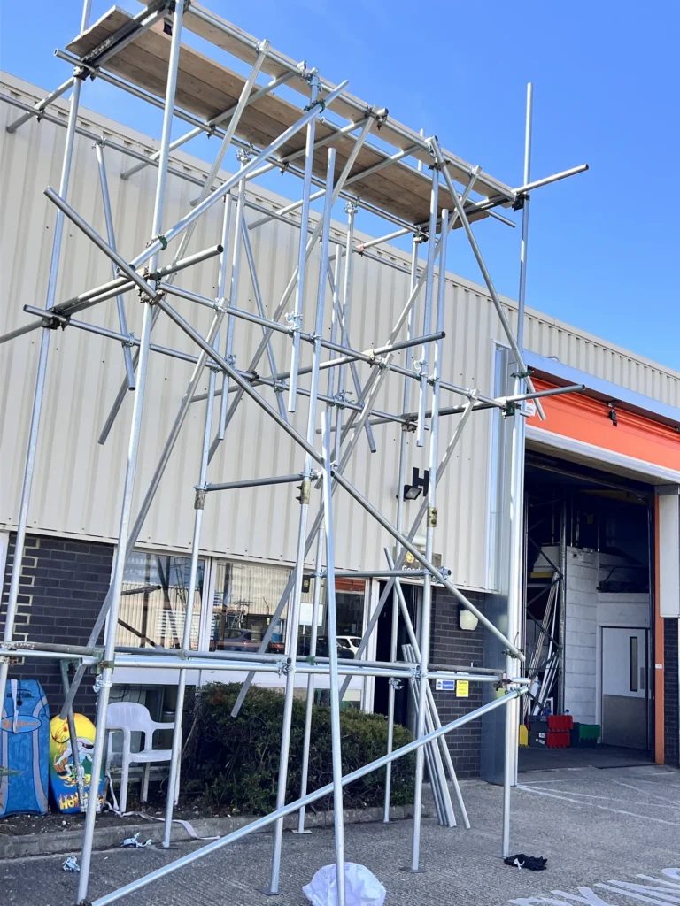 TMP Scaffolding project showing scaffolding and site equipment