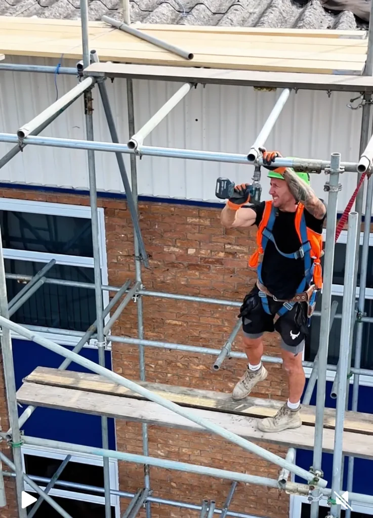 TMP team member assembling scaffolding